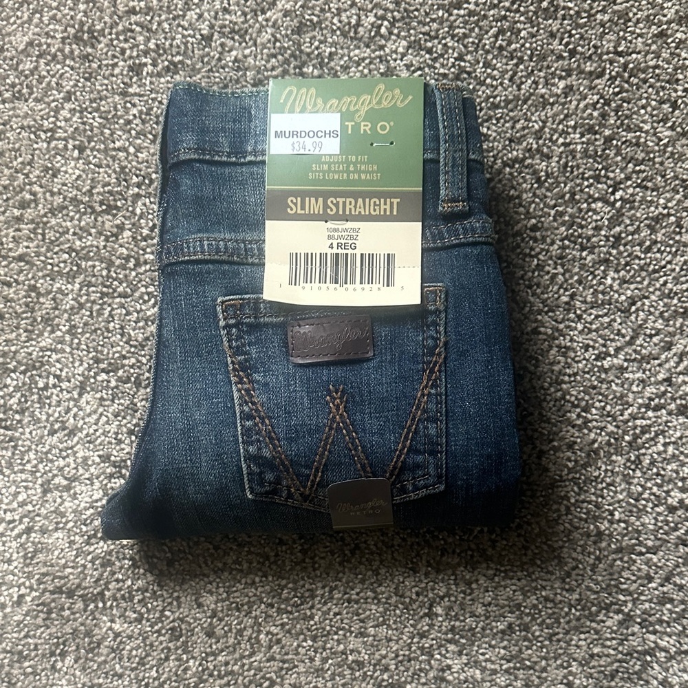 Wrangler Kids Slim Straight Jeans - Dark Blue - Picture 4 of 4